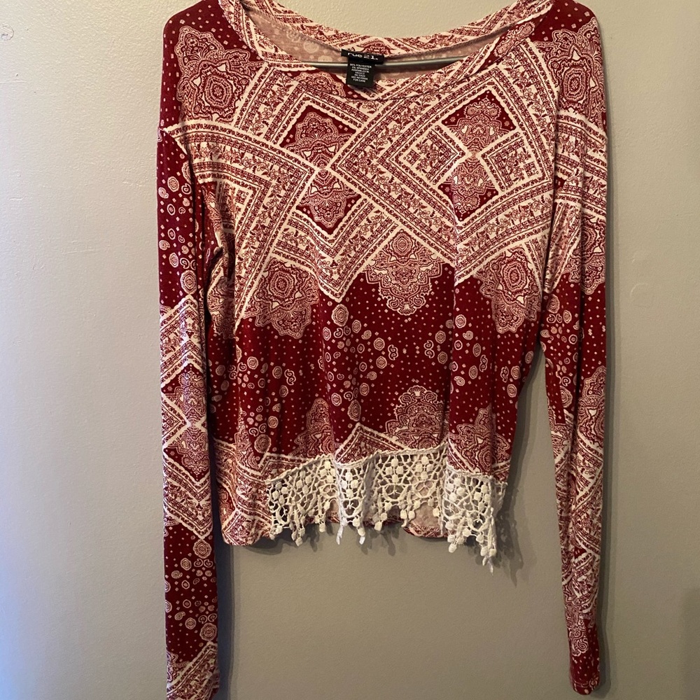 Red and white blouse